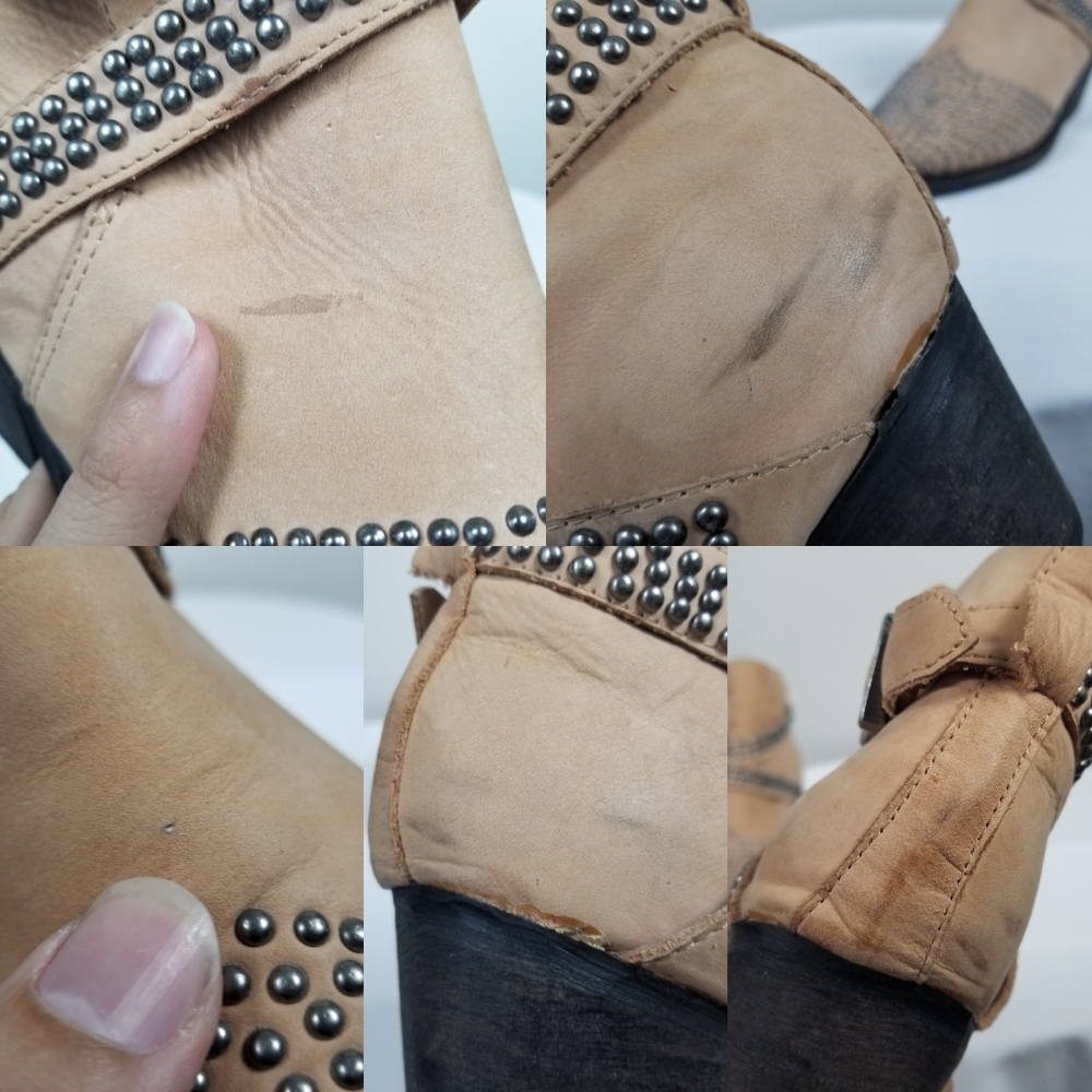 Jeffrey Campbell Free People Western Studded Dodge Tan Rockabilly Ankle Boots 9 - Picture 12 of 16